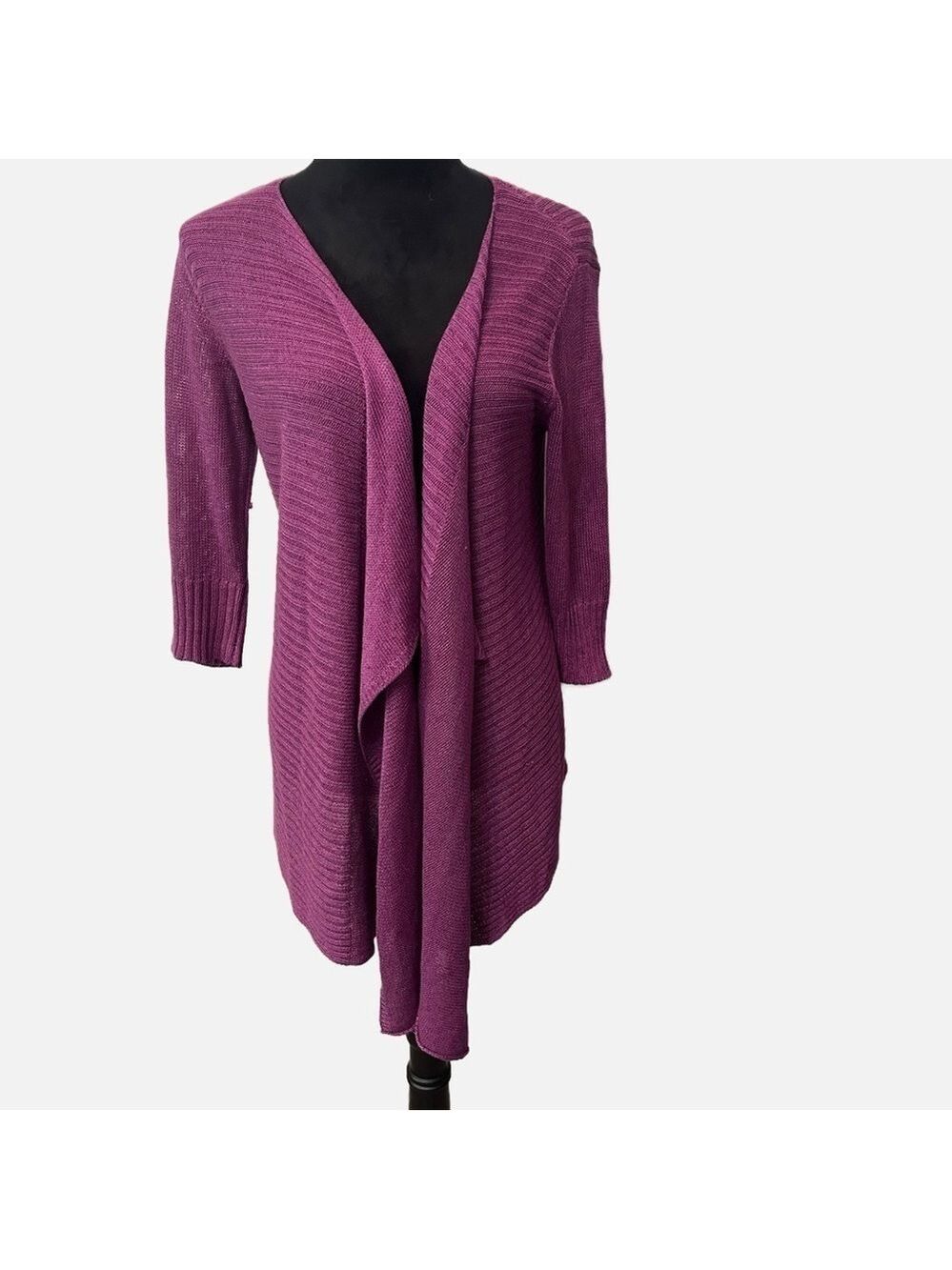 Eileen Fisher Women’s Open Front Waterfall Cardigan Linen Silk Lagen Look Small